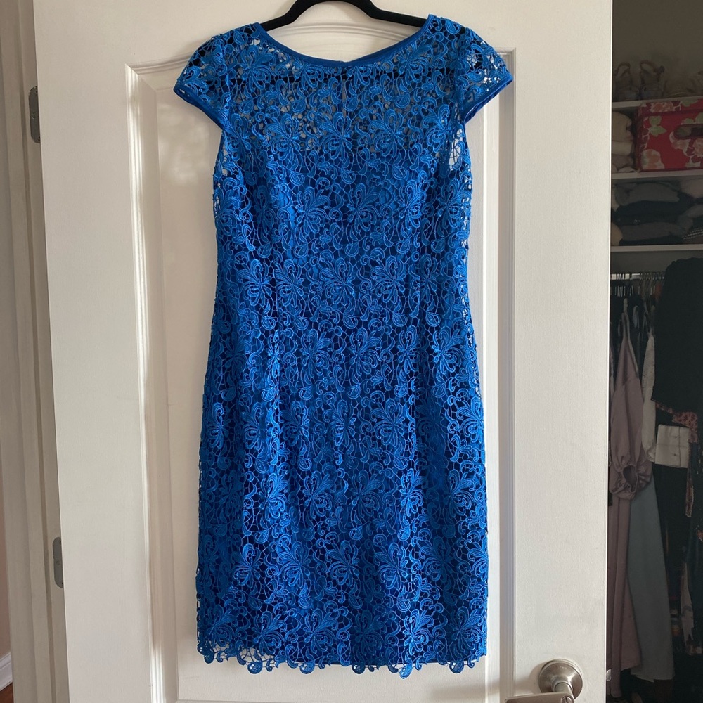 Adrianna Papell Blue Lace Dress